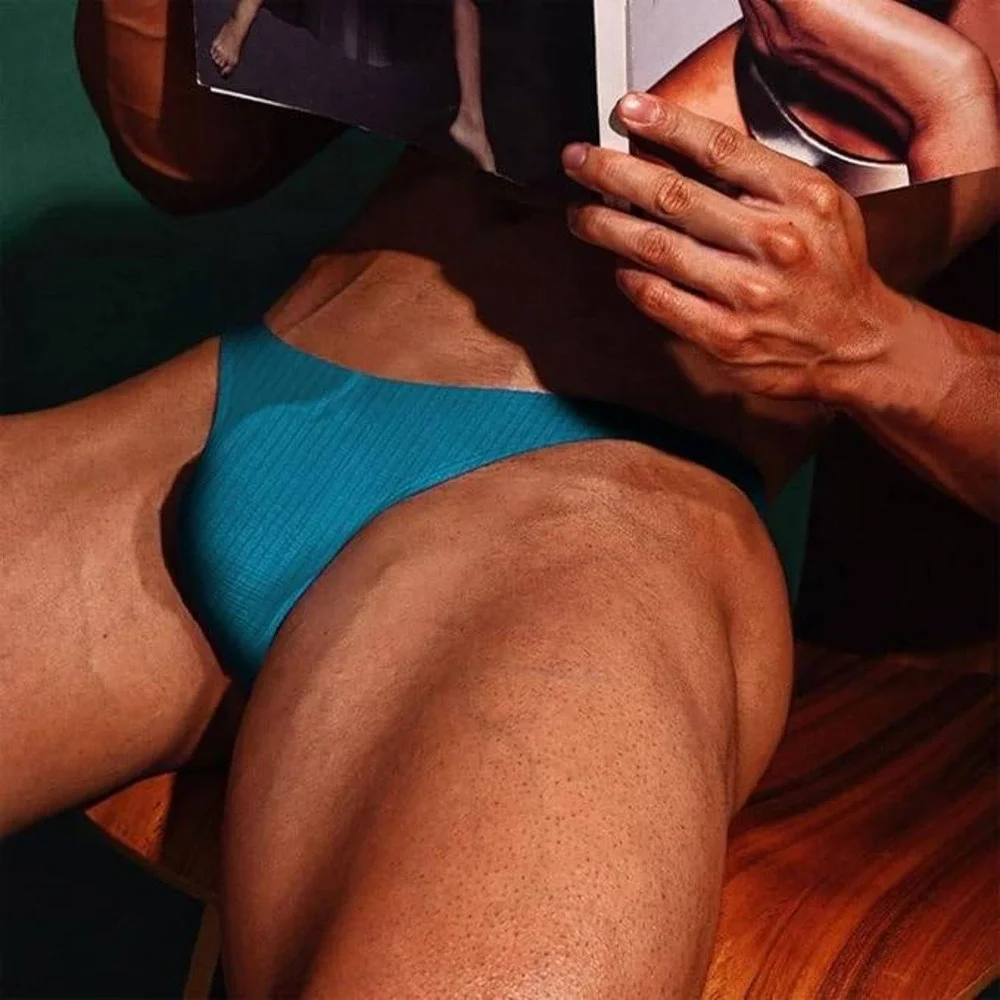 Evankin Men's US S Blue Sexy Soft Underwear Male Bulge Pouch Thong Briefs Stretc
